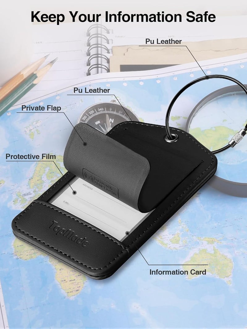 TopMade Smart Luggage Tag with Find My, Premium Leather Luggage Tags for Suitcase, Travel Bags, Backpacks, Anti-Lost Suitcase Tag Tracker for Travel with Privacy Name Card, Rechargeable - Image 5